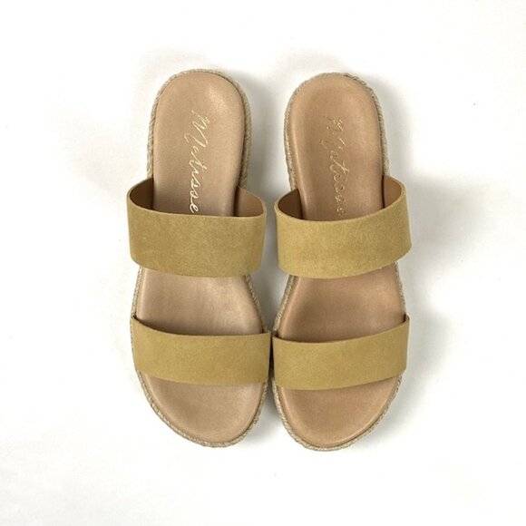Matisse Mixer  Tan Double Suede Leather Band Slide Sandal, 9 - Picture 6 of 9